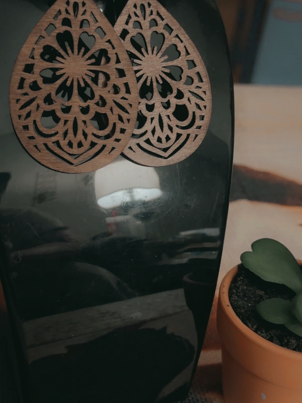 Acadia boho Decorative Wooden Earrings - Picture 3 of 5